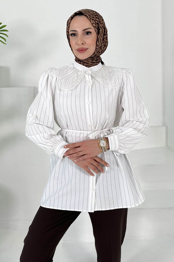 Çizgili Tunik Beyaz - 27000
