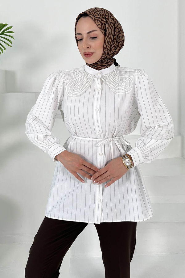 Çizgili Tunik Beyaz - 27000