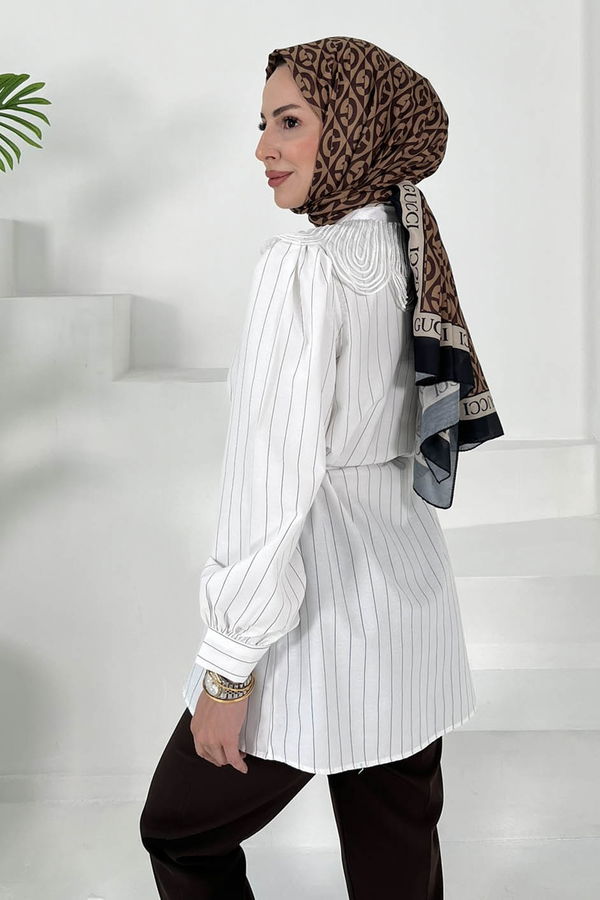 Çizgili Tunik Beyaz - 27000