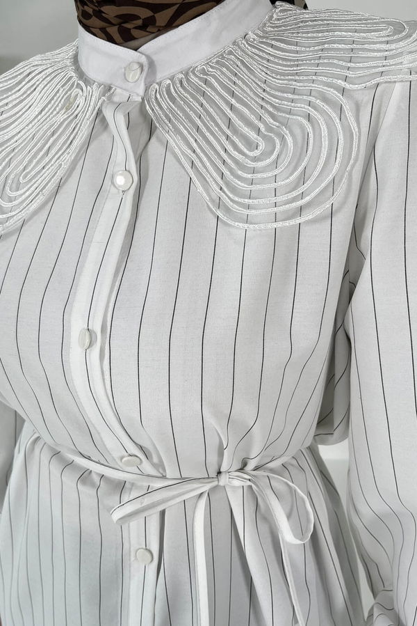 Çizgili Tunik Beyaz - 27000