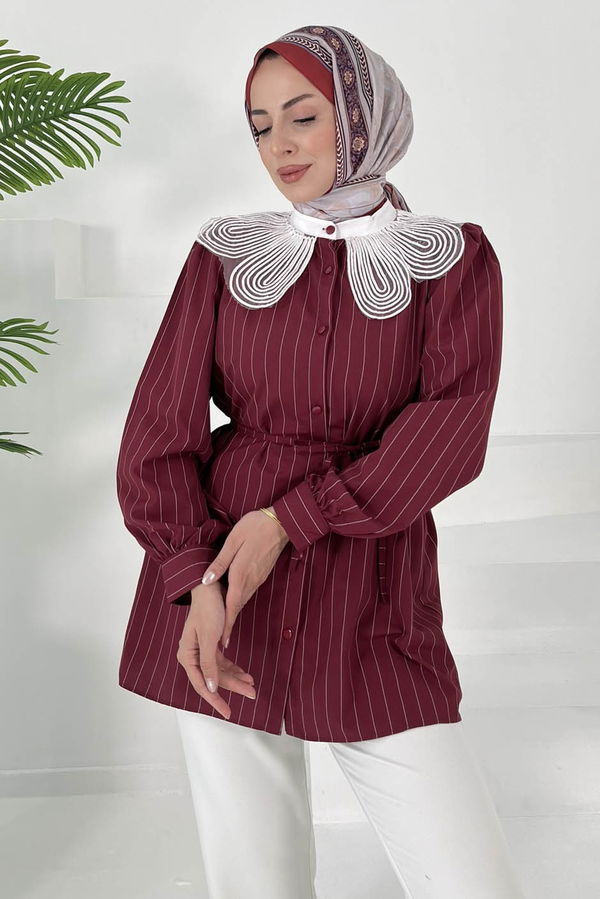 Çizgili Tunik Bordo - 27000