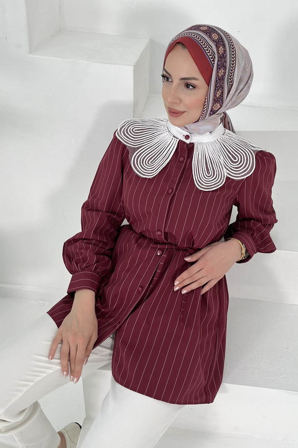 Çizgili Tunik Bordo - 27000