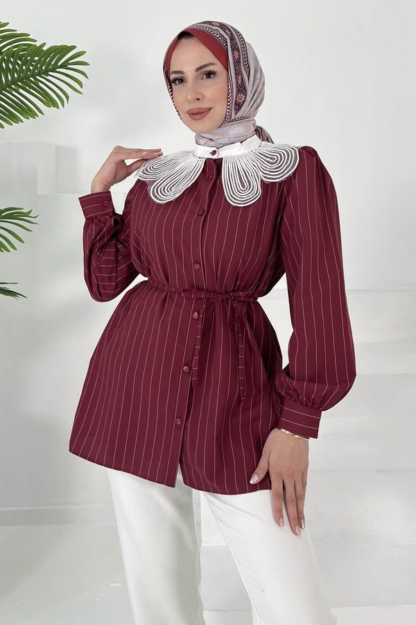 Çizgili Tunik Bordo - 27000