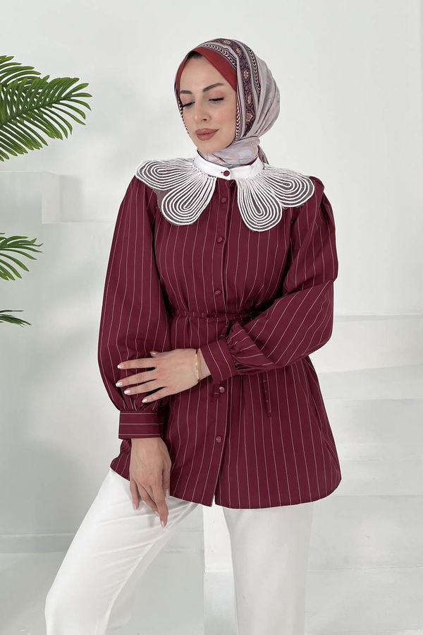 Çizgili Tunik Bordo - 27000