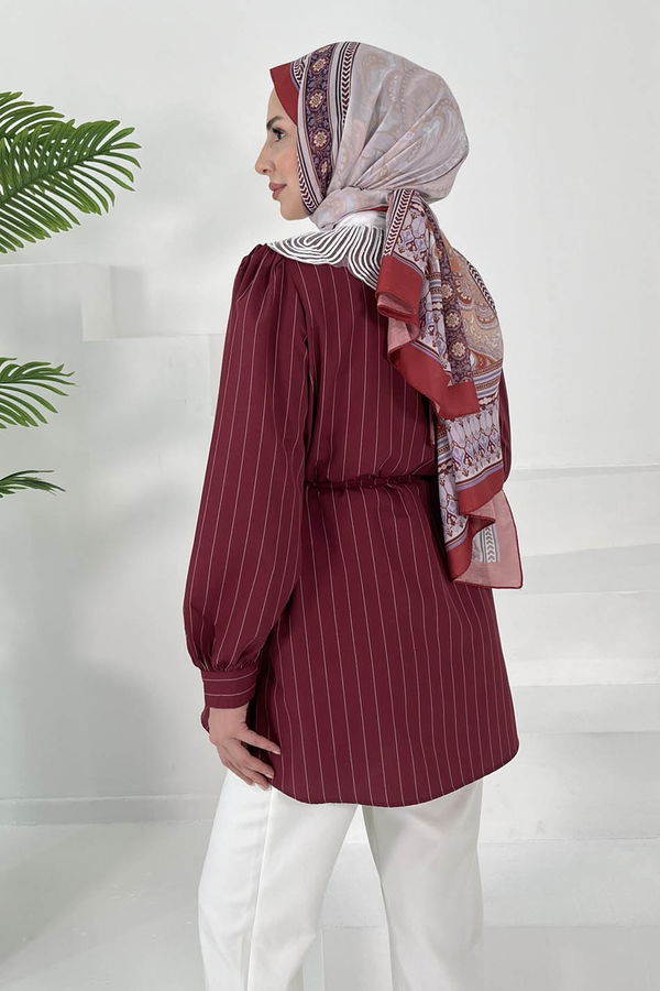 Çizgili Tunik Bordo - 27000