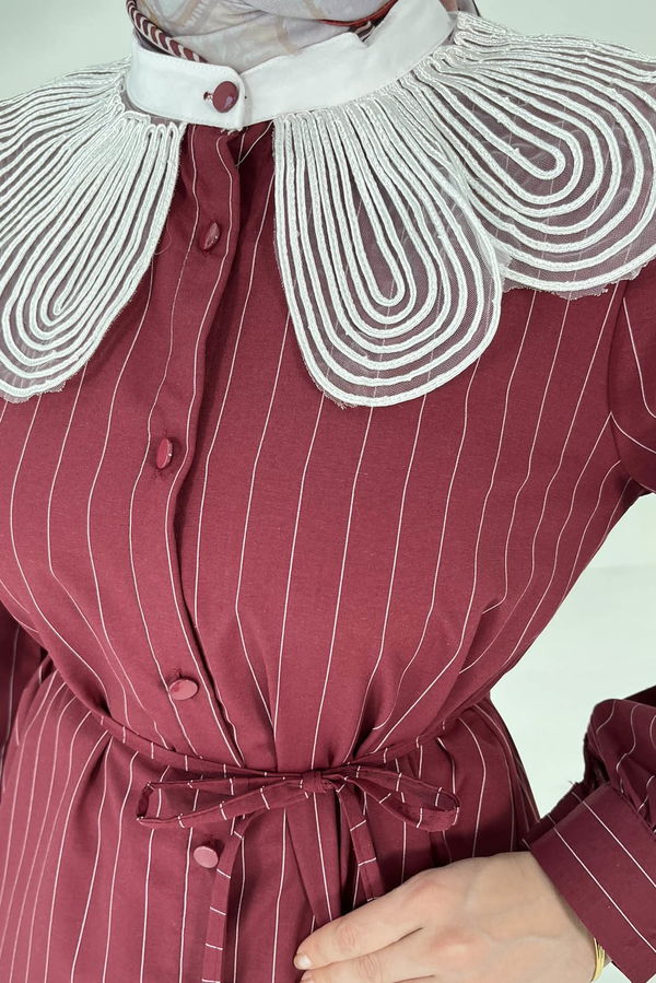 Çizgili Tunik Bordo - 27000