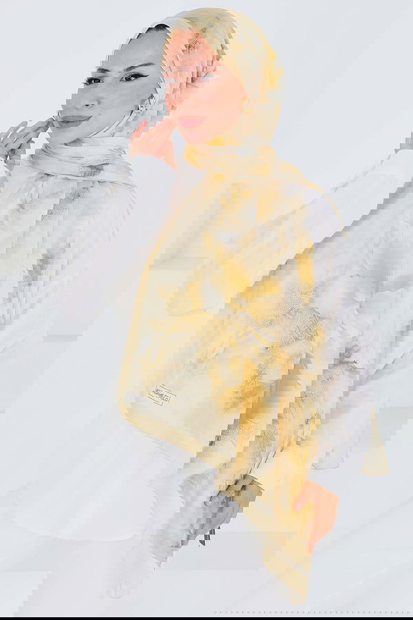 Desenli Bambu Kare Şal - 27528