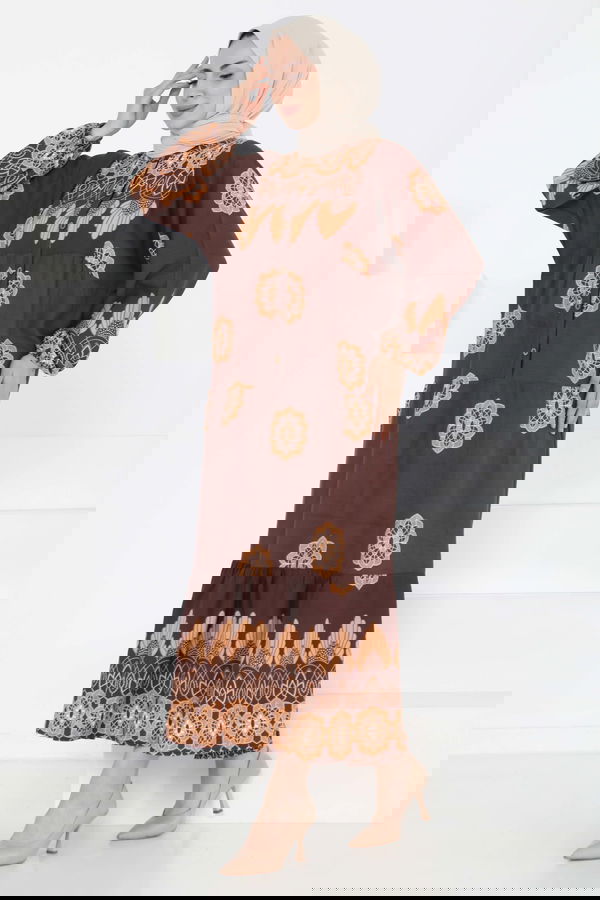 Desenli Düğmeli Elbise - 27262