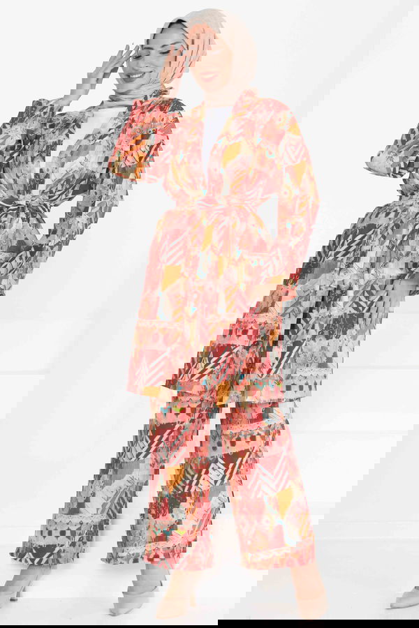 Desenli Kimono İkili Takım - 27436