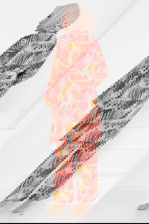 Desenli Kimono İkili Takım - 27436