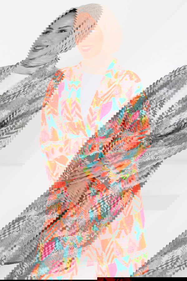 Desenli Kimono İkili Takım - 27436