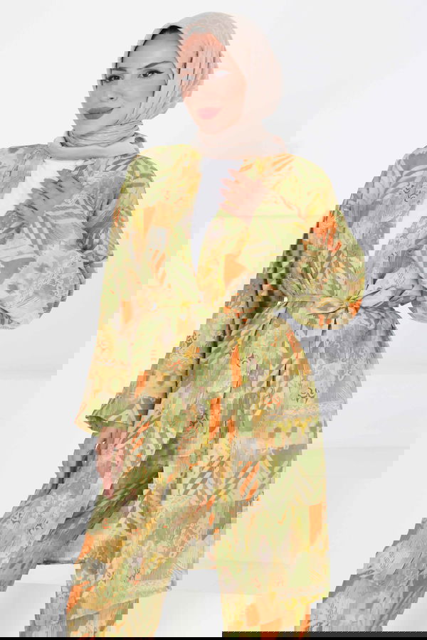 Desenli Kimono İkili Takım - 27436