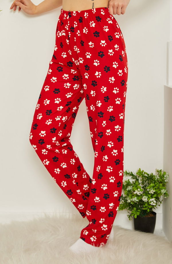 Desenli Pijama Altı Kirmizi - 26730