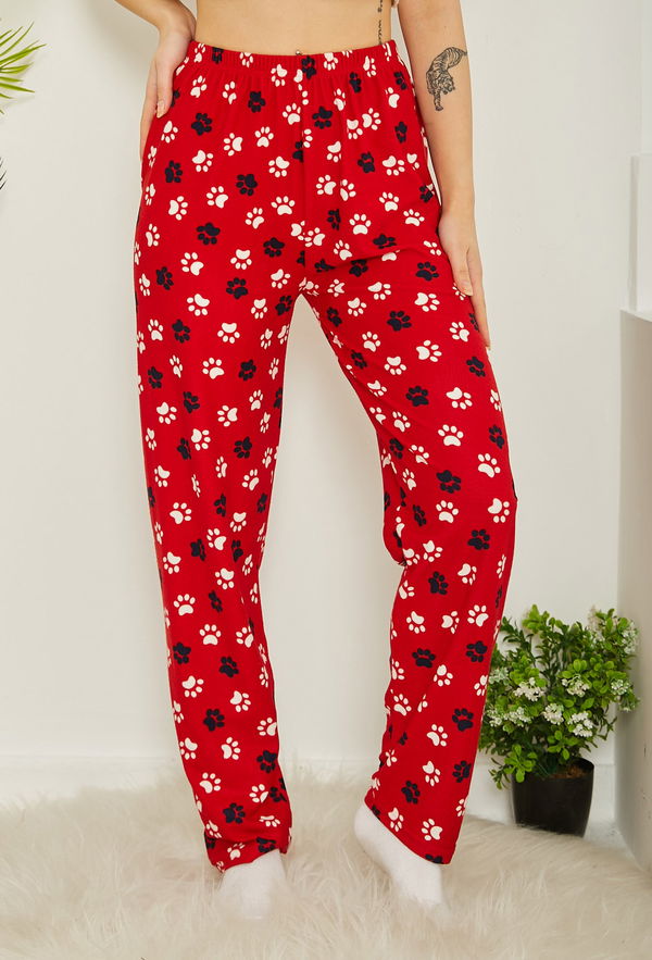 Desenli Pijama Altı Kirmizi - 26730