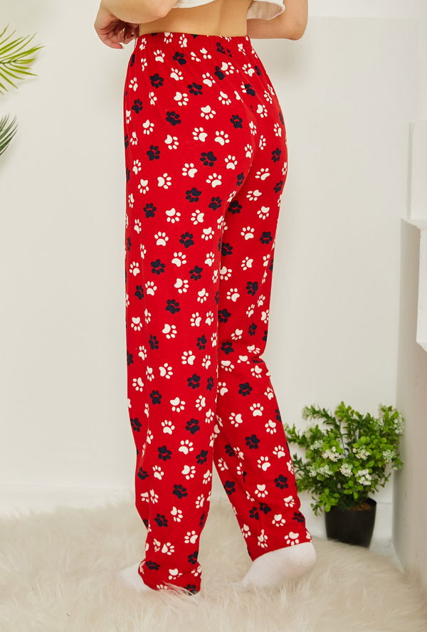 Desenli Pijama Altı Kirmizi - 26730