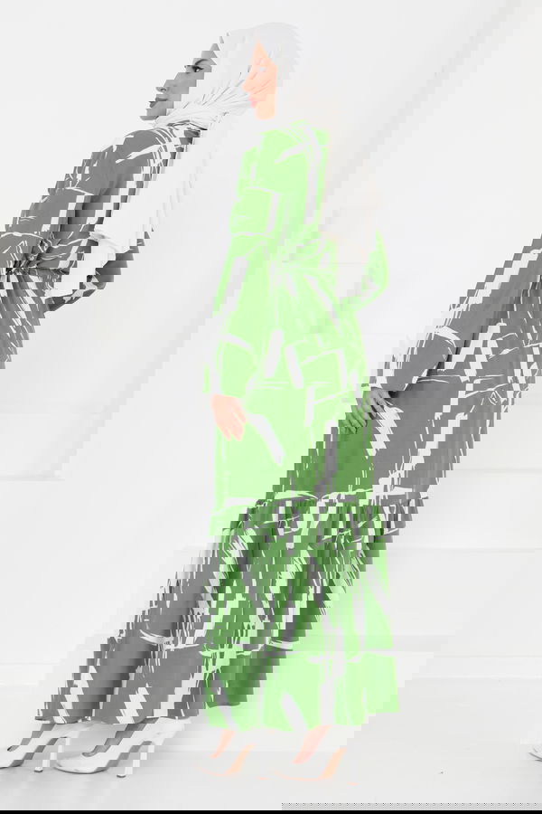 Desenli Tünelli Elbise Yesil - 27430