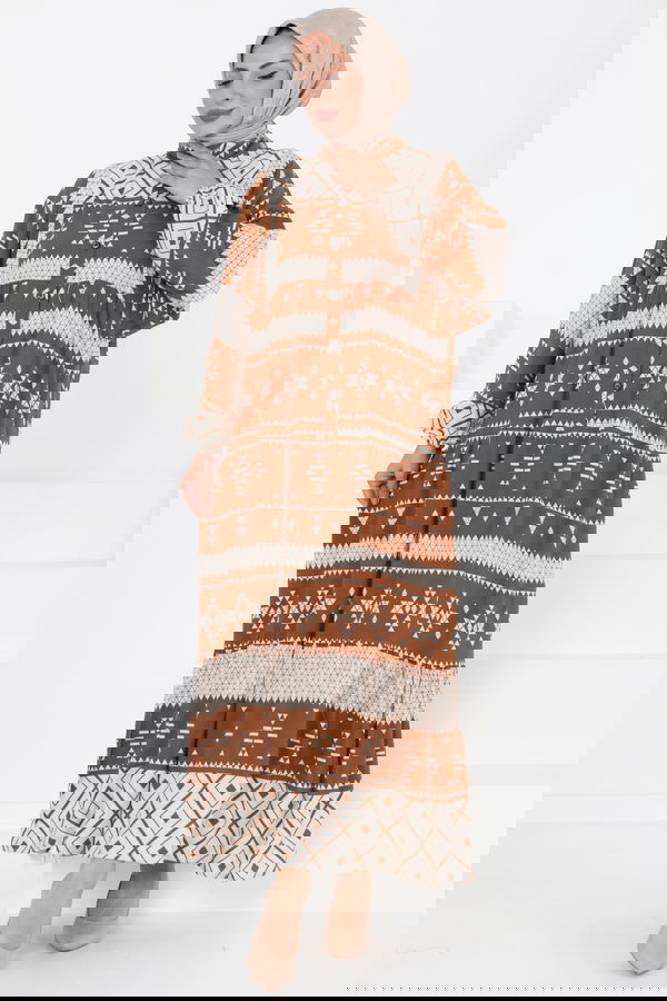 Düğme Detaylı Elbise - 27396