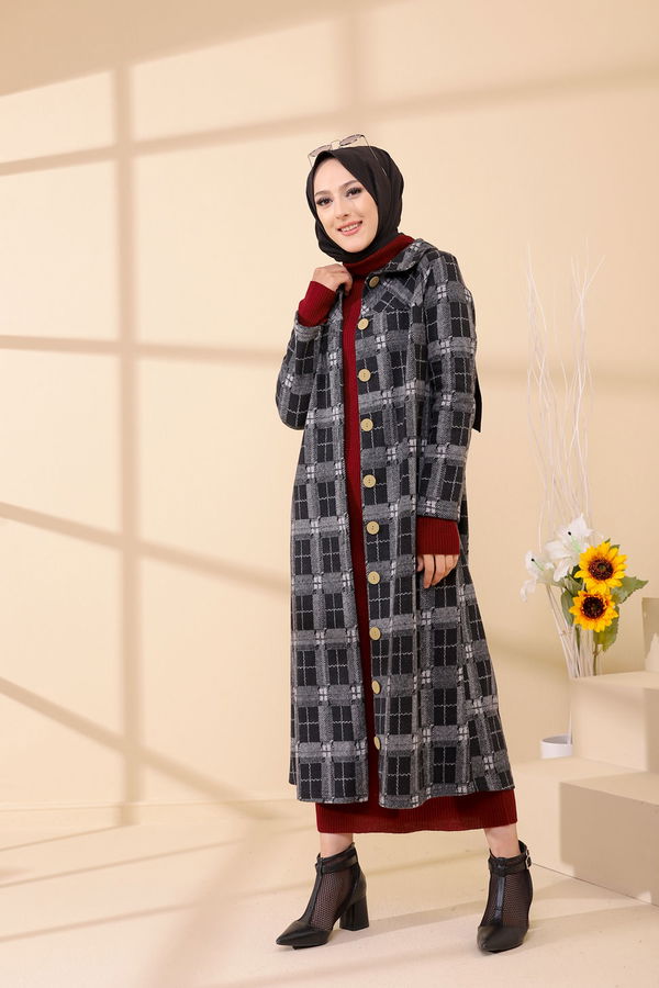 Düğmelı Kap Siyah - 3004