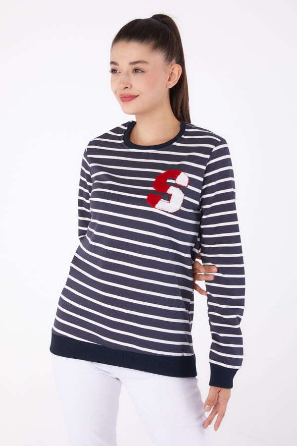 Nakışlı Sweatshirt Antrasit - 26286