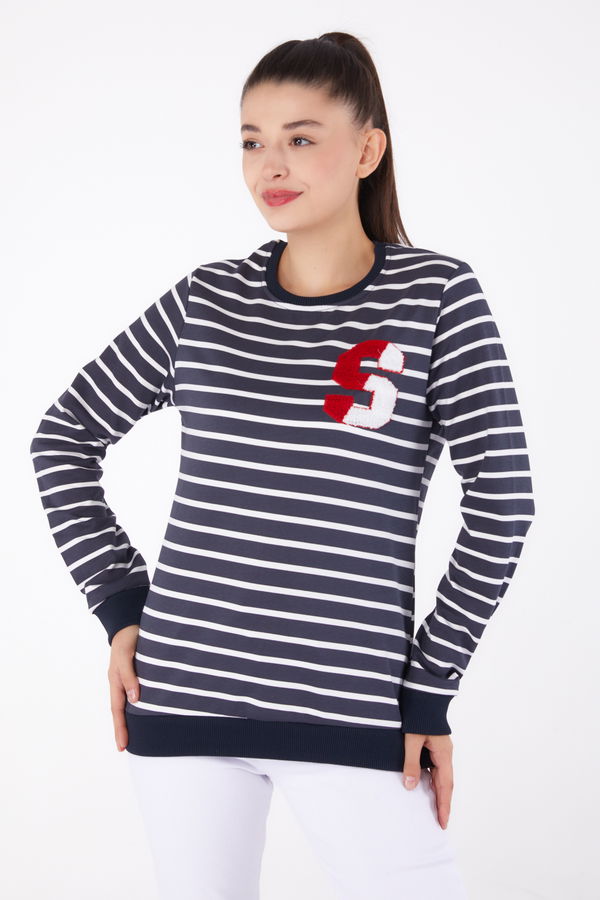 Nakışlı Sweatshirt Antrasit - 26286