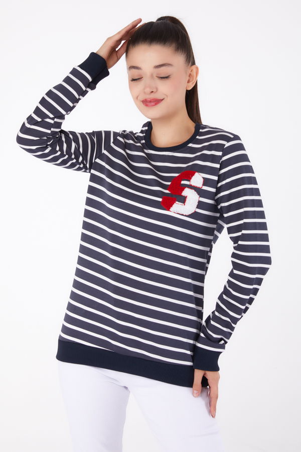 Nakışlı Sweatshirt Antrasit - 26286