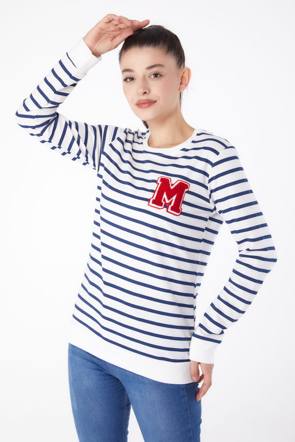 Nakışlı Sweatshirt Beyaz - 26291