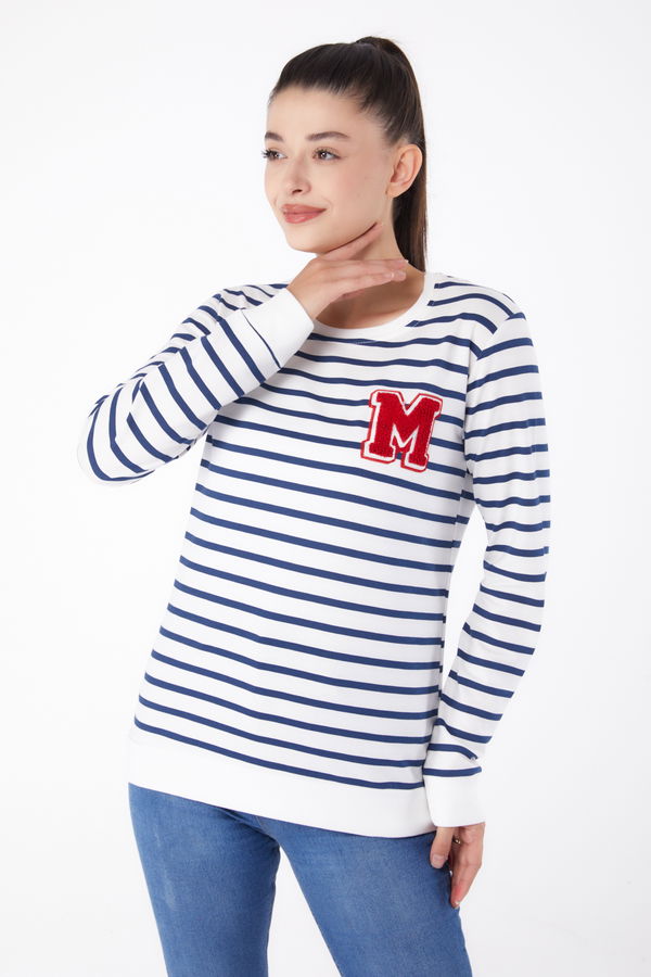 Nakışlı Sweatshirt Beyaz - 26291