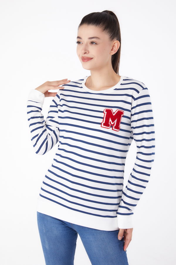 Nakışlı Sweatshirt Beyaz - 26291