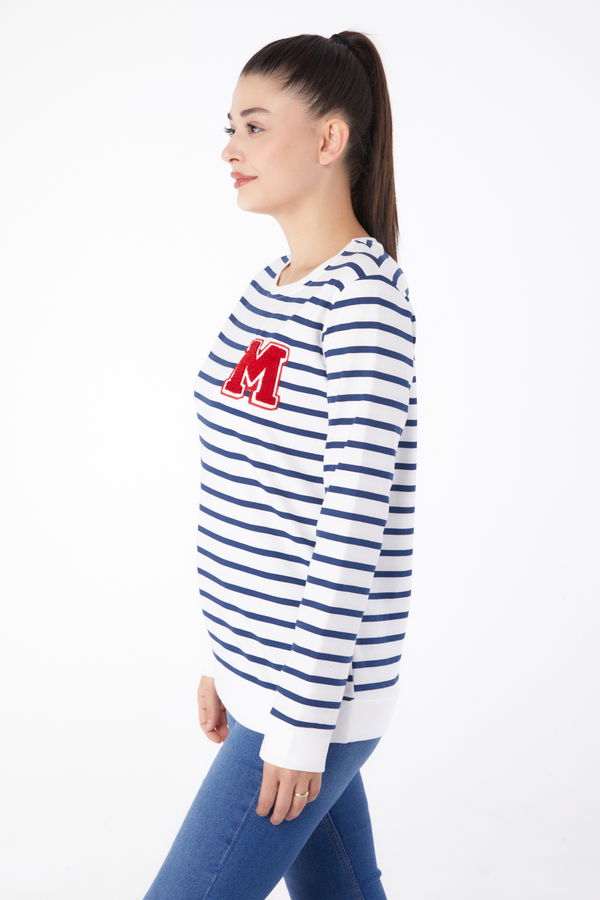 Nakışlı Sweatshirt Beyaz - 26291