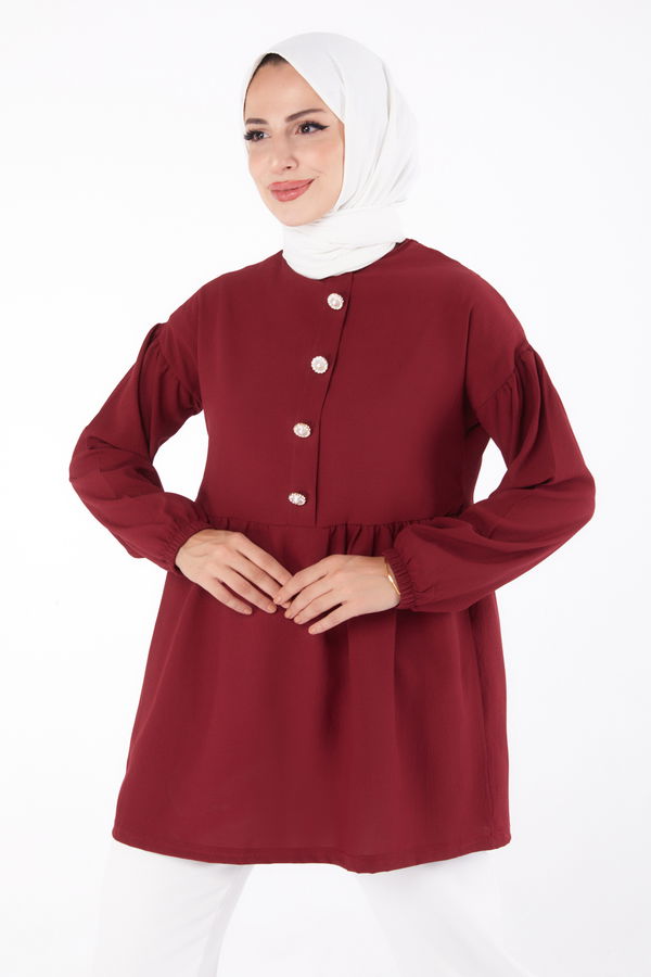 Taşlı Tunik Bordo - 13294