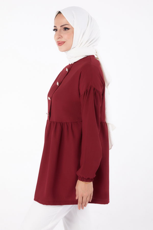 Taşlı Tunik Bordo - 13294