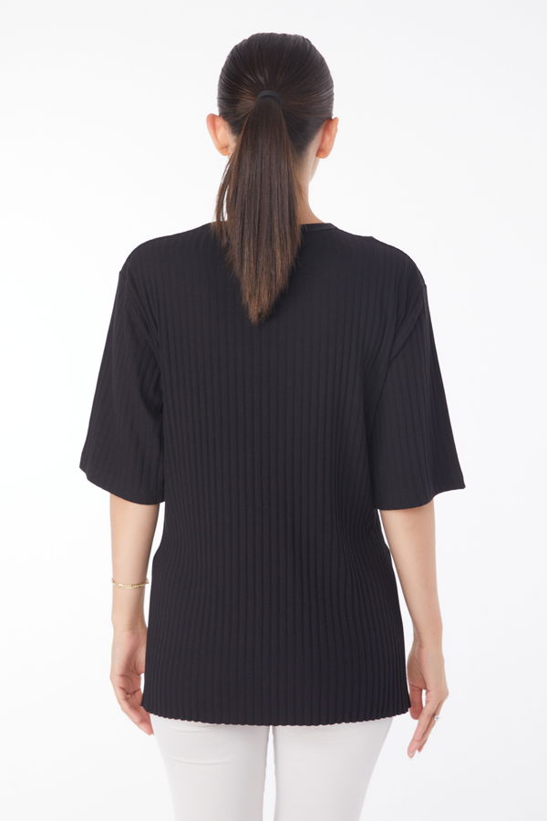 Yırtmaçlı T-Shirt D3 Siyah - 25114