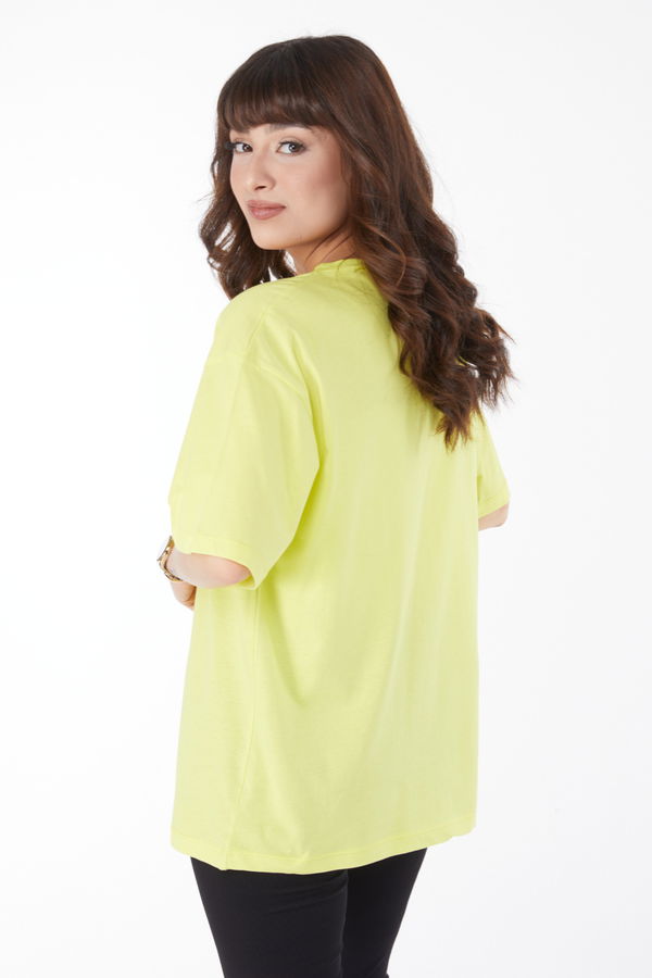 Baskılı T-shirt Fosfor Yeşili - 25173