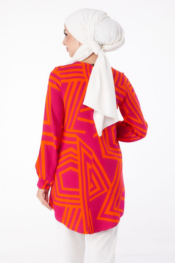 Desenli Tunik Fusya - 13278