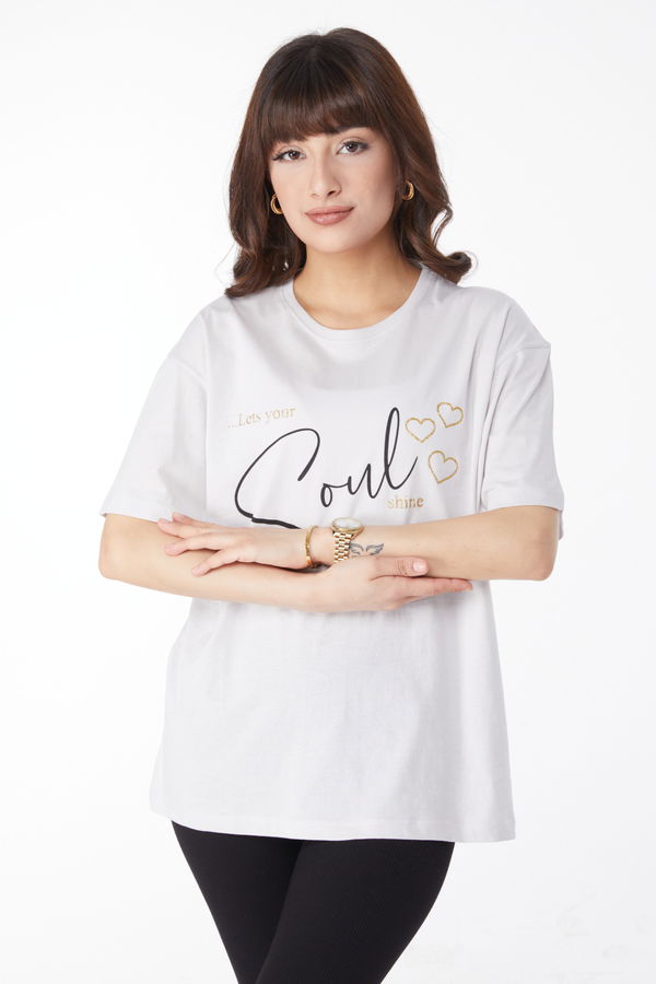 Baskılı T-shirt Gri - 25167