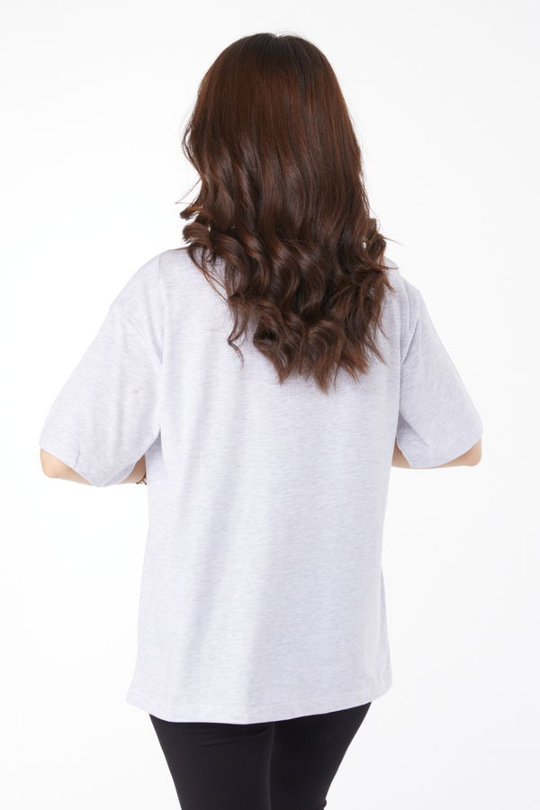Baskılı T-shirt Gri - 25170