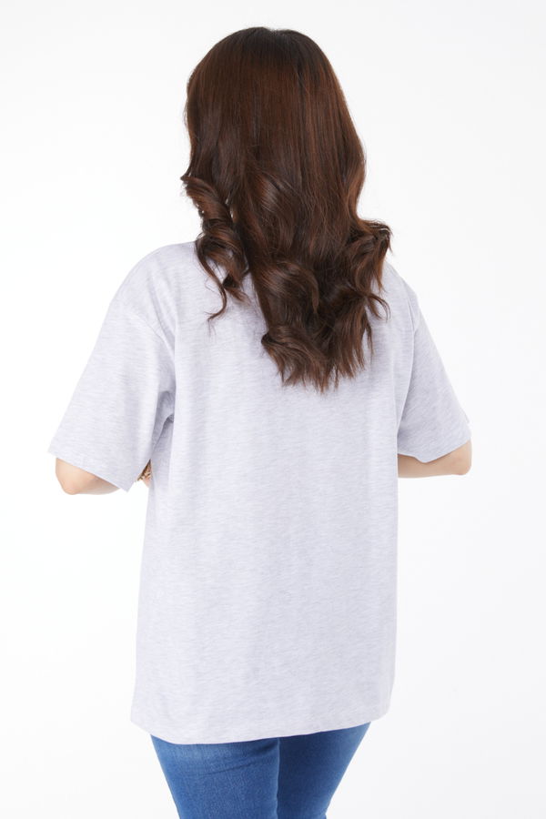 Baskılı T-shirt Gri - 25171
