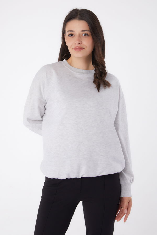 Manşetli Sweatshirt Gri - 26046