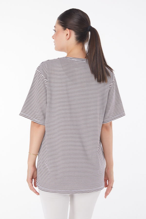 Çizglİi T-short Kahve - 25119