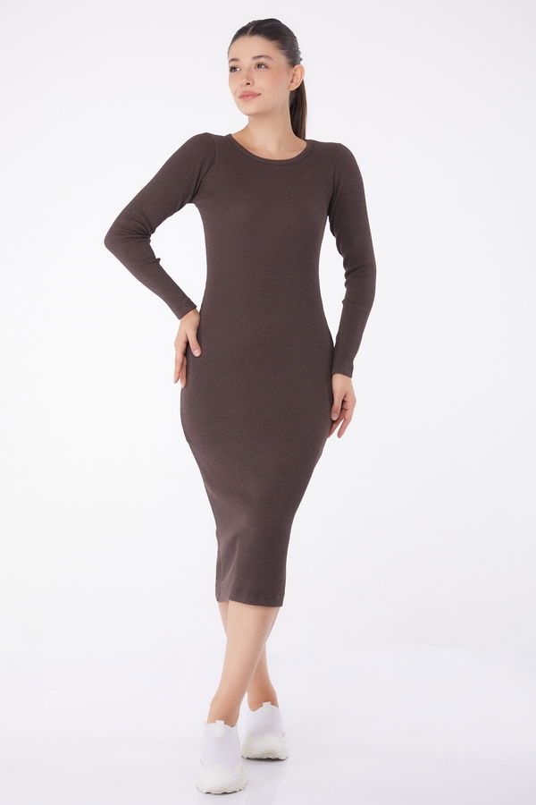 Midi Elbise Kahve - 26126