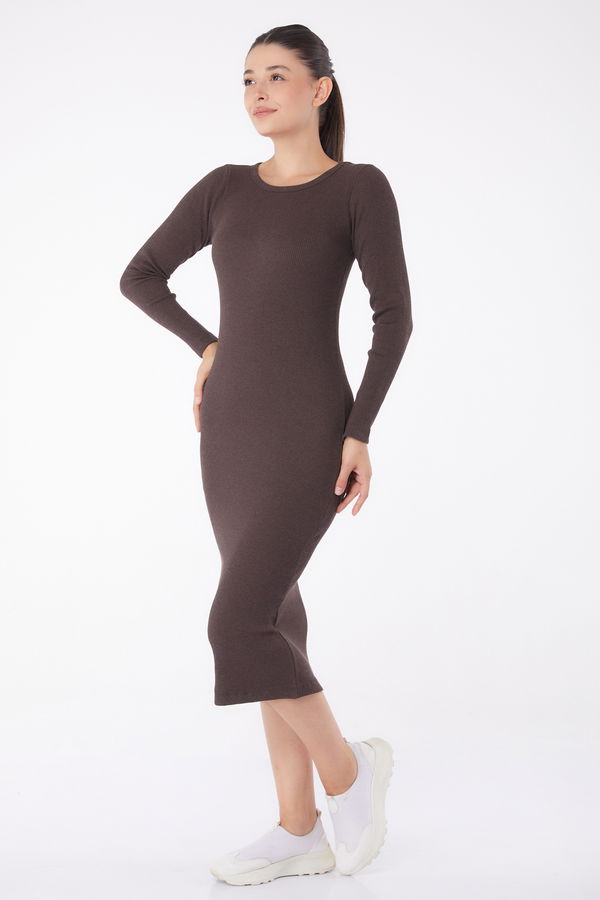 Midi Elbise Kahve - 26126