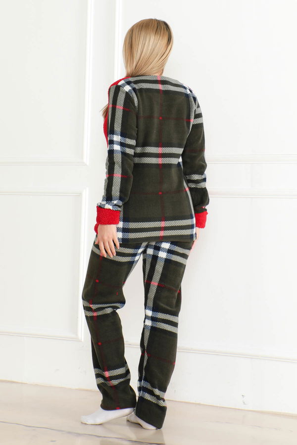 Nakışlı Peluş Polar Pijama Takım Kirmizi - 26631