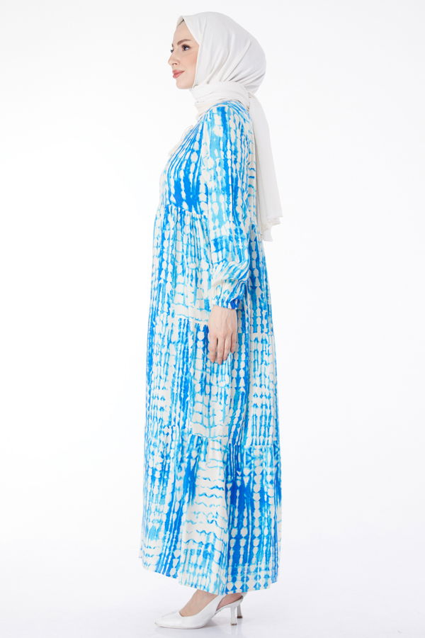 Desenli Renkli Elbise Mavi - 24990
