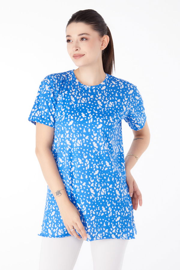 Desenli T-shirt Mavi - 24740
