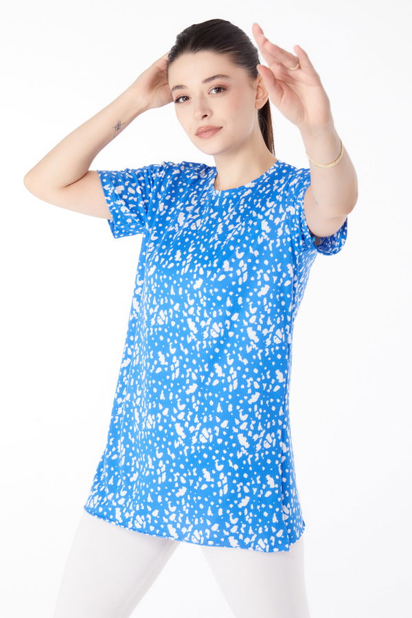 Desenli T-shirt Mavi - 24740