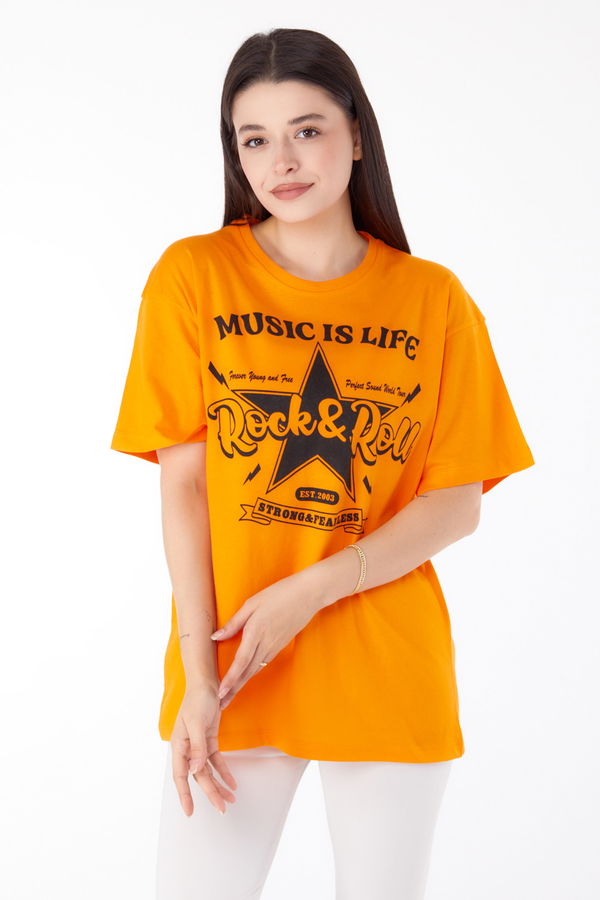 Baskılı T-shirt Oranj - 25700