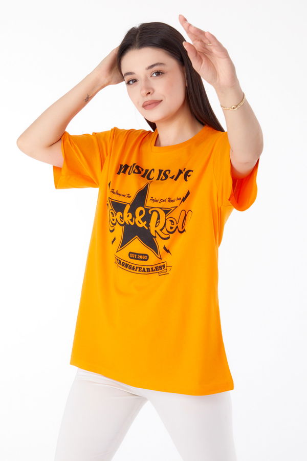 Baskılı T-shirt Oranj - 25700