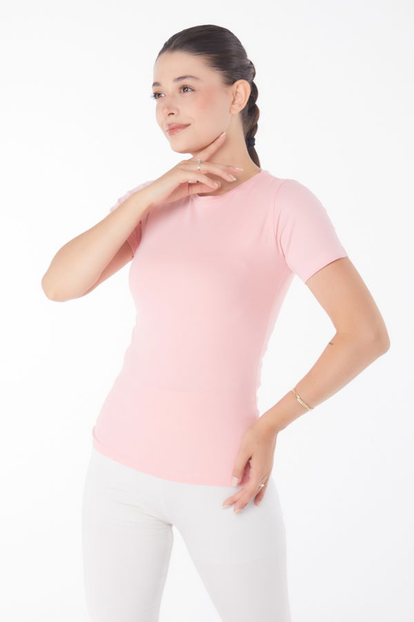 Kısa Kollu T-shirt Pudra - 25768