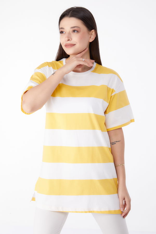 Çizgili T-Shirt Sari - 25305