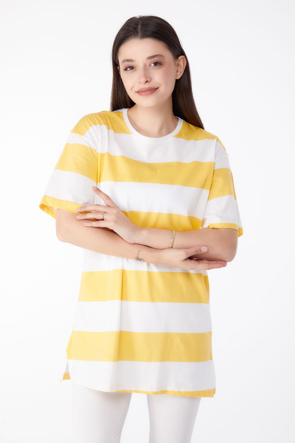 Çizgili T-Shirt Sari - 25305